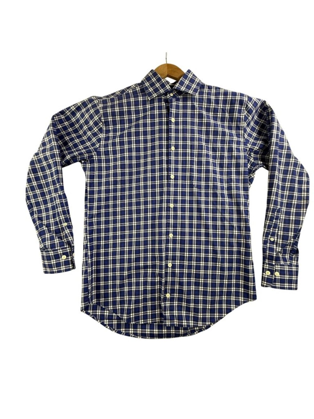 Peter Millar Shirt Mens Medium Blue Plaid Button Down Long Sleeve Stretch Preppy